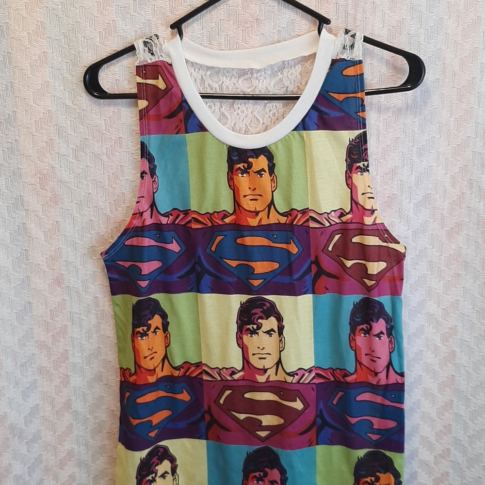 Andy Warhol Style Superman Lace Back PJ Tank